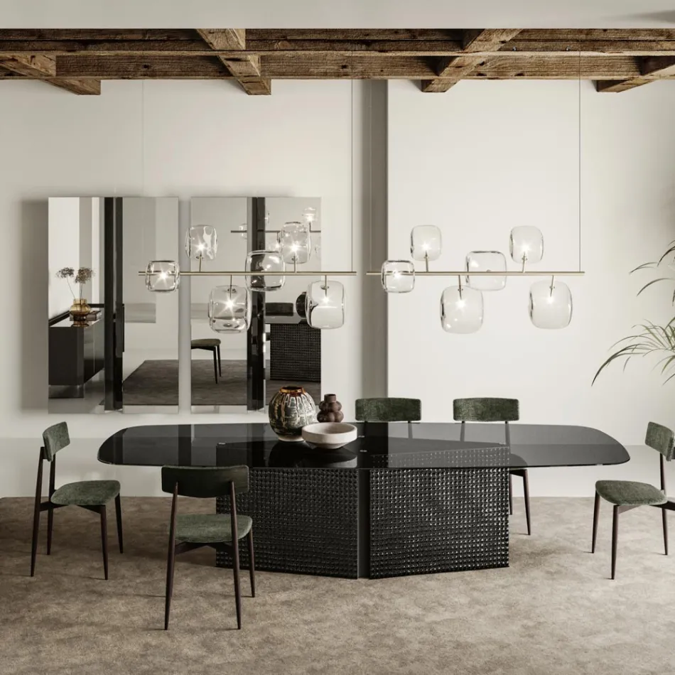 Horizontale kroonluchter in metaal en transparant Pyrex-glas - Iperspazio Viadurini