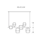 Horizontale kroonluchter in metaal en transparant Pyrex-glas - Iperspazio Viadurini
