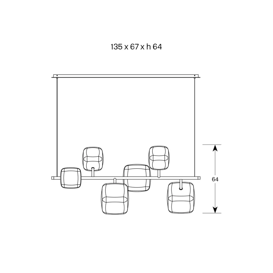Horizontale kroonluchter in metaal en transparant Pyrex-glas - Iperspazio Viadurini