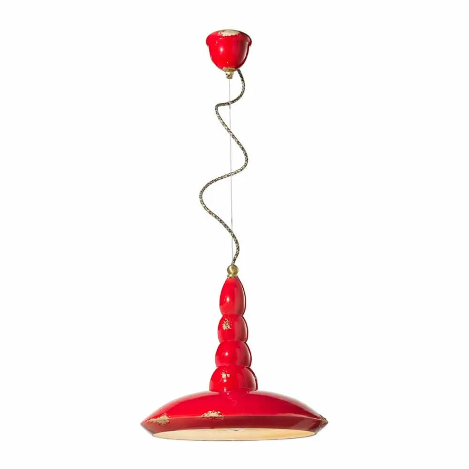 retro kroonluchter schorsing ambachtelijke keramische Ferroluce Viadurini