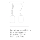 Hanglamp met twee lichtpunten, handgeblazen glas, gemaakt in Italië - Soffio Viadurini