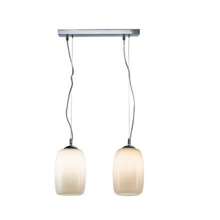 Hanglamp met twee lichtpunten, handgeblazen glas, gemaakt in Italië - Soffio Viadurini