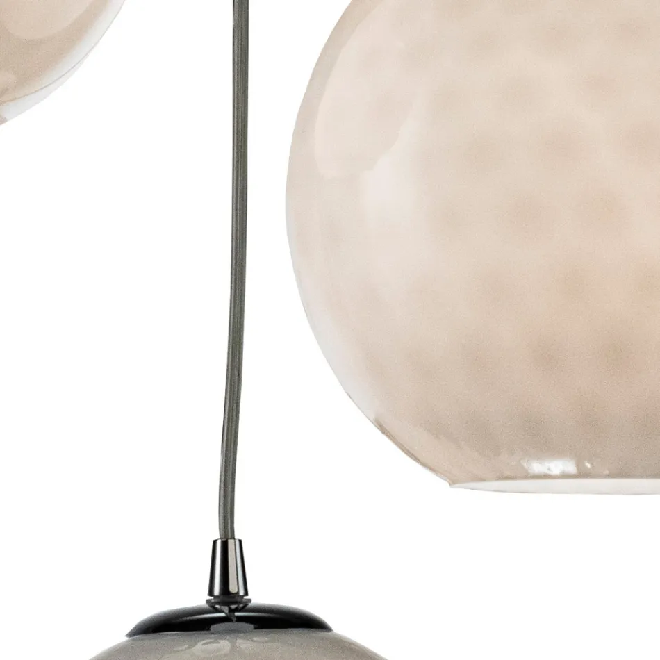 Lucilla - Venetiaanse glazen hanglamp met drie koepels, gemaakt in Italië Viadurini