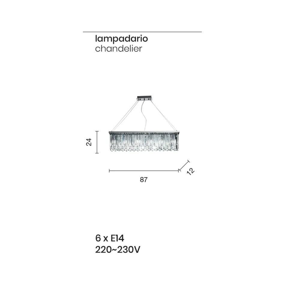 Klassieke luxe hangende kroonluchter in metaal en geslepen kristal - Zolando Viadurini