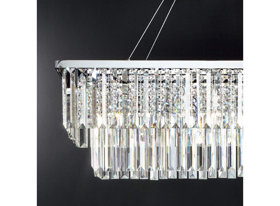 Klassieke hangende kroonluchter van metaal en luxe geslepen kristal - Mirielle Viadurini