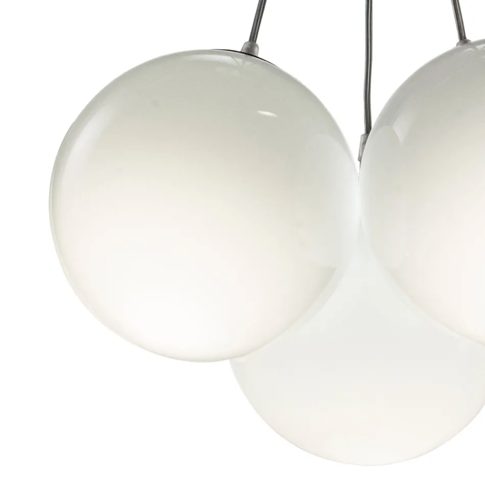 Hangende kroonluchter met drie lampen in gelaagd glas, gemaakt in Italië - Althea Viadurini