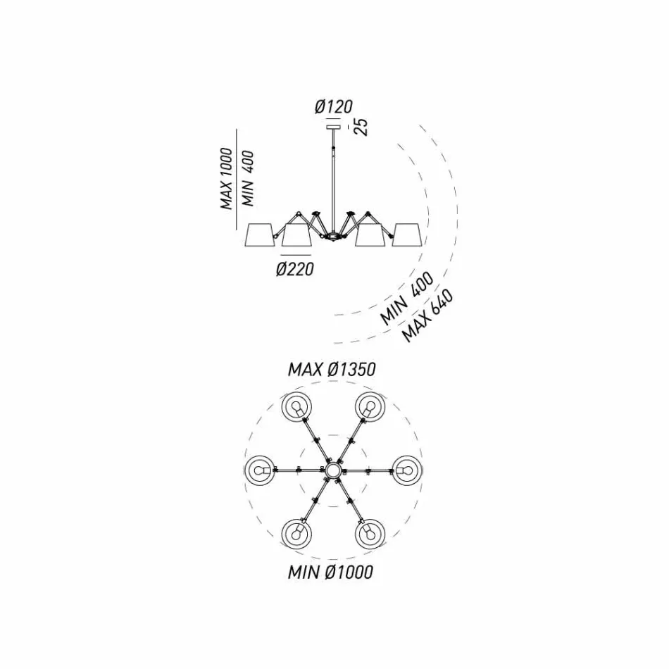 Industriële stijl kroonluchter in ijzer en koper Reporter Il Fanale Viadurini