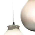 Kroonluchter met drie lampen op een ronde voet van gelaagd glas, gemaakt in Italië - Iride Viadurini