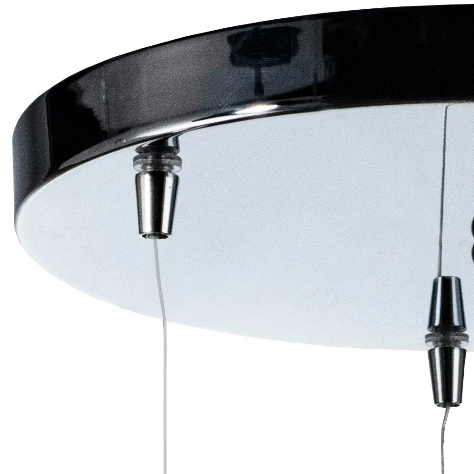 Kroonluchter met drie lampen op een ronde voet van gelaagd glas, gemaakt in Italië - Iride Viadurini
