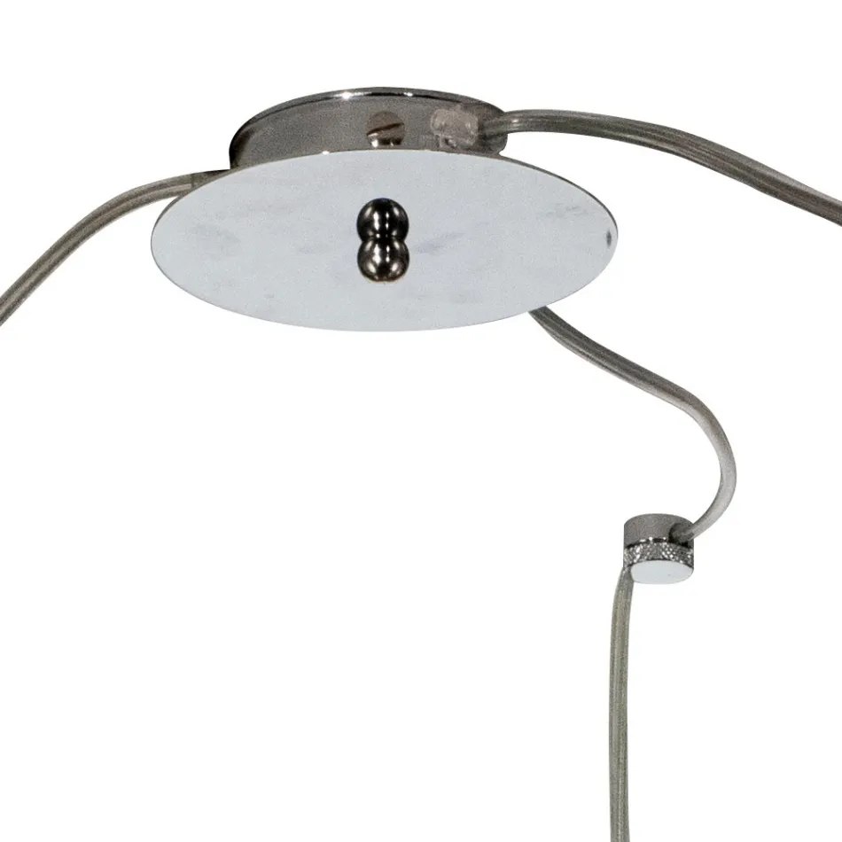 Kleine kroonluchter met drie lampen van handgeblazen glas, gemaakt in Italië - Iride Viadurini