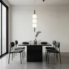 Lumira - Verticale kroonluchter met drie lampen, uitgevoerd in gelaagd glas, gemaakt in Italië. Viadurini