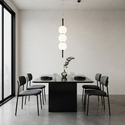 Lumira - Verticale kroonluchter met drie lampen, uitgevoerd in gelaagd glas, gemaakt in Italië. Viadurini