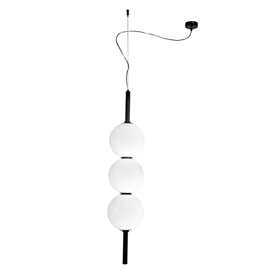 Lumira - Verticale kroonluchter met drie lampen, uitgevoerd in gelaagd glas, gemaakt in Italië. Viadurini