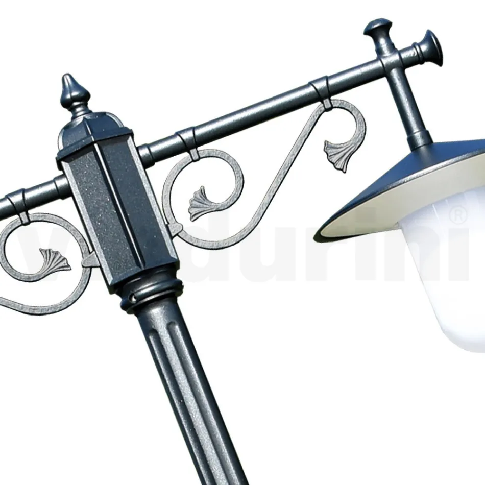 Lantaarnpaal 2-lichts vintage stijl in grijs aluminium Made in Italy - Belen Viadurini