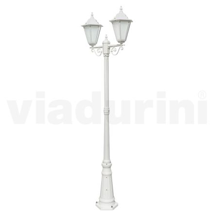 Vintage 2-lichts lamp in wit aluminium gemaakt in Italië - Terella Viadurini