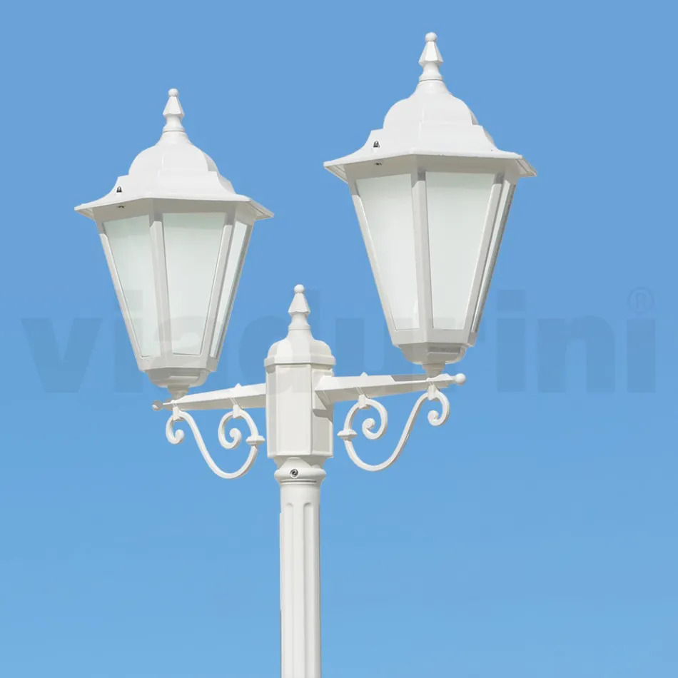 Vintage 2-lichts lamp in wit aluminium gemaakt in Italië - Terella Viadurini