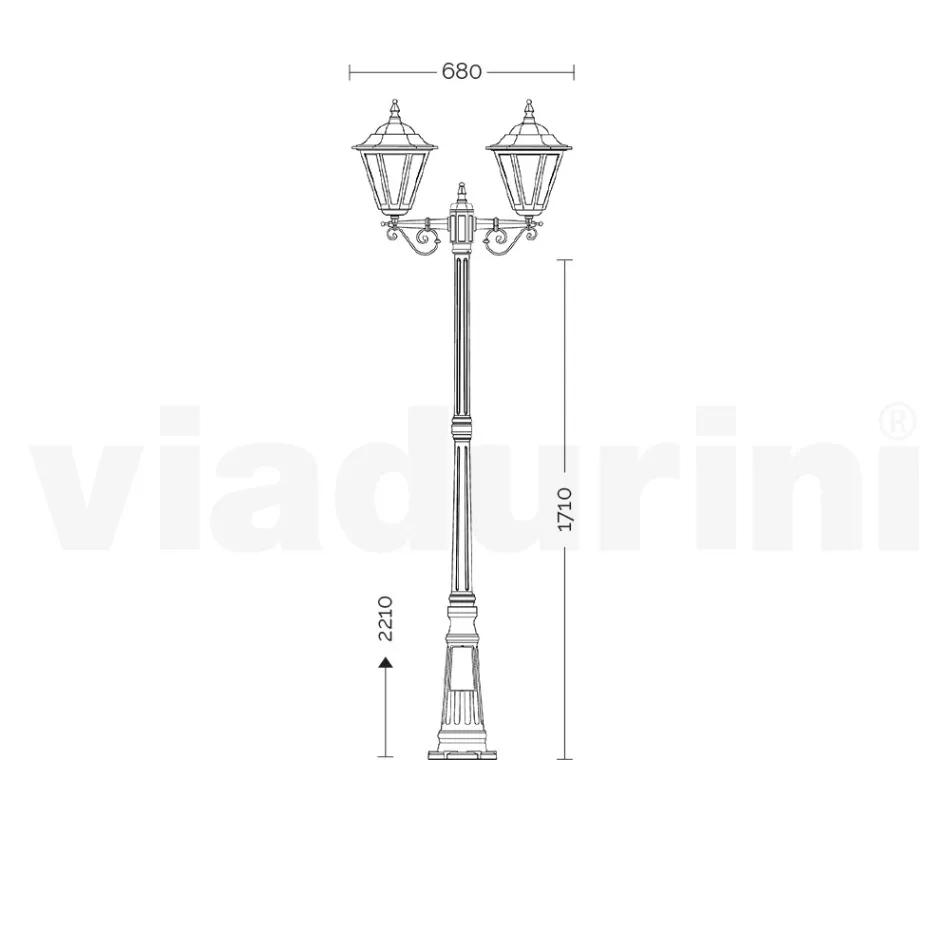 Vintage 2-lichts lamp in wit aluminium gemaakt in Italië - Terella Viadurini