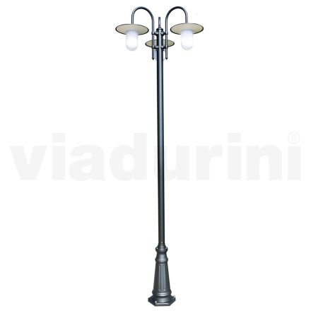 Lantaarnpaal 3-lichts vintage stijl in grijs aluminium Made in Italy - Belen Viadurini