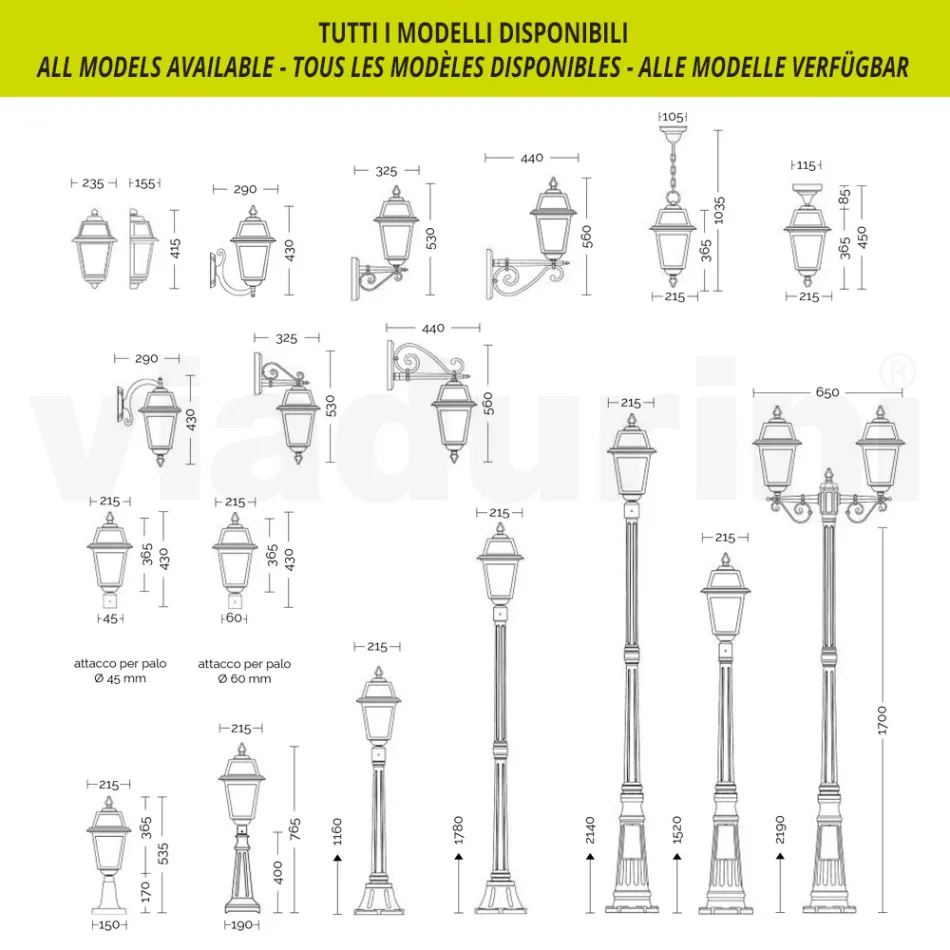 116 cm hoge tuinlamp in antraciet aluminium en gezandstraald glas - Elric Viadurini