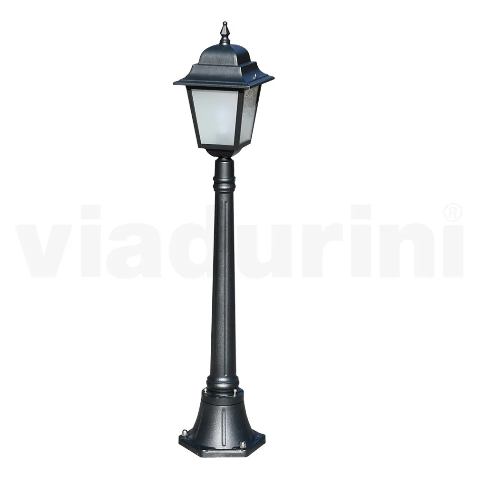 116 cm hoge straatlamp in antraciet glas en aluminium Made in Italy - Scintilla Viadurini