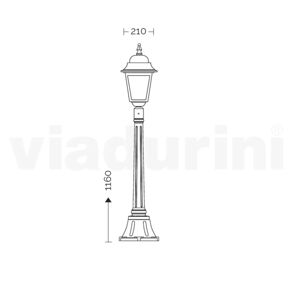 116 cm hoge straatlamp in antraciet glas en aluminium Made in Italy - Scintilla Viadurini