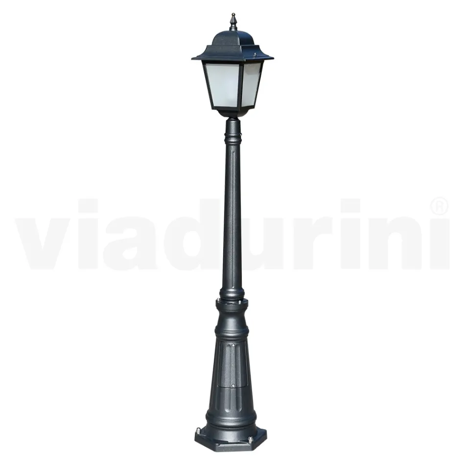 152 cm hoge straatlamp in antraciet glas en aluminium Made in Italy - Scintilla Viadurini