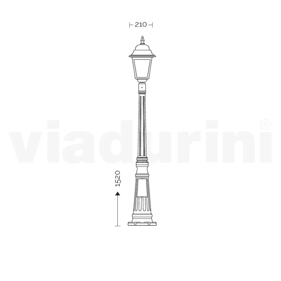 152 cm hoge straatlamp in antraciet glas en aluminium Made in Italy - Scintilla Viadurini