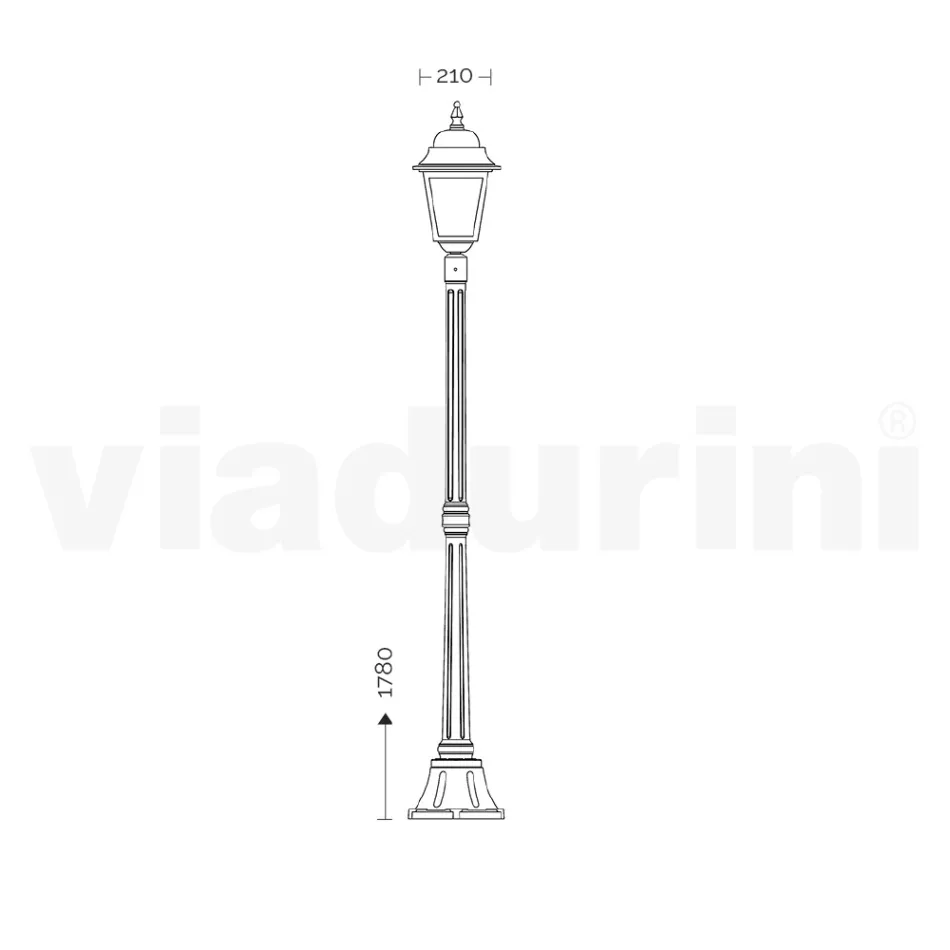 178 cm hoge straatlamp in antraciet glas en aluminium Made in Italy - Scintilla Viadurini
