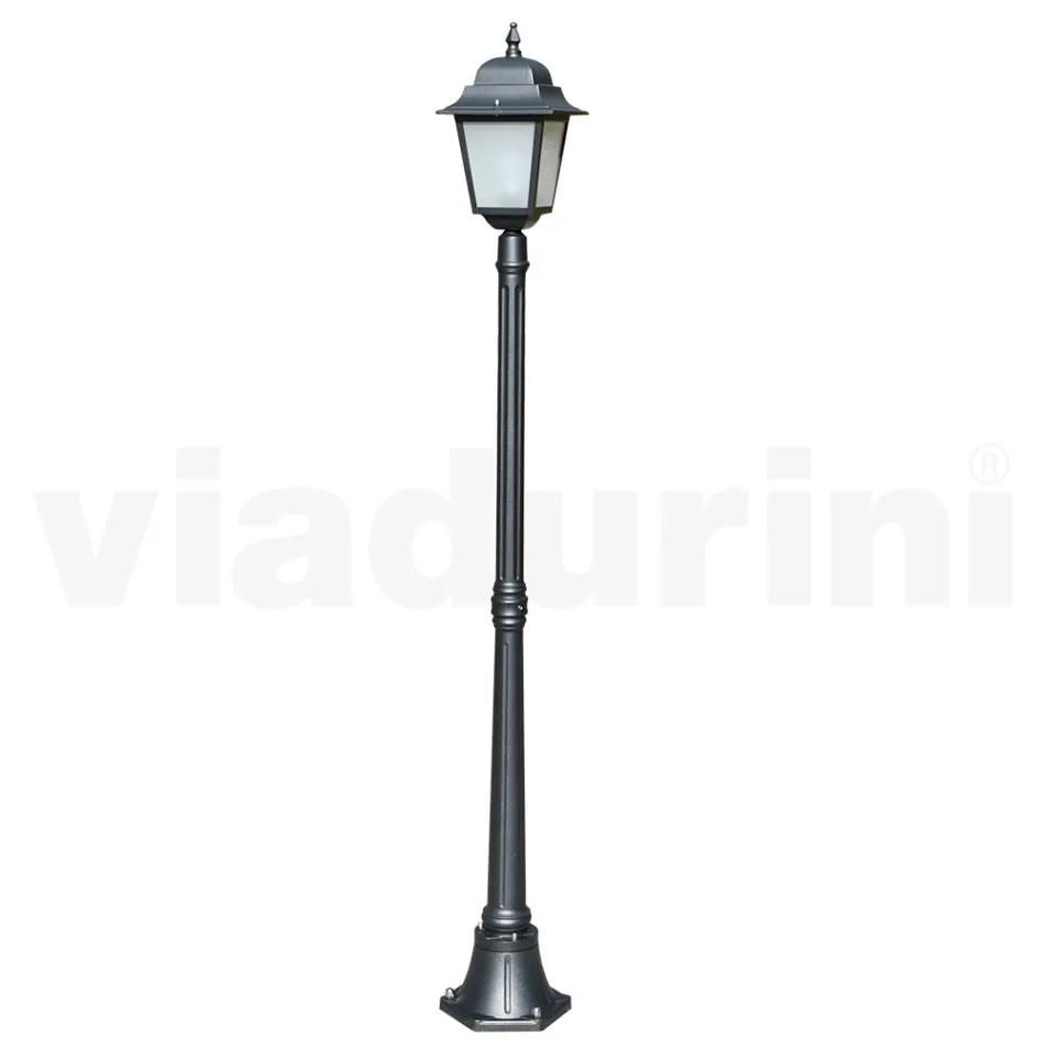 178 cm hoge straatlamp in antraciet glas en aluminium Made in Italy - Scintilla Viadurini