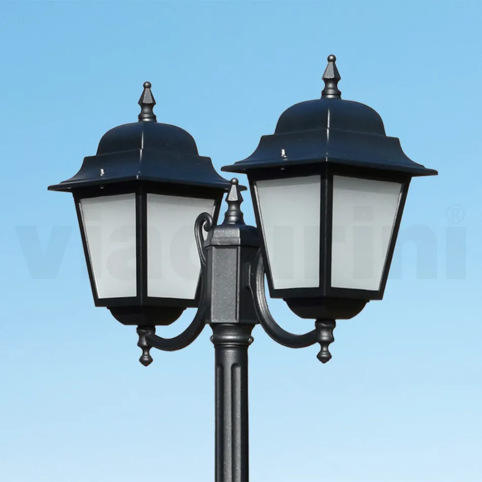 208 cm hoge straatlamp in antraciet glas en aluminium Made in Italy - Scintilla Viadurini