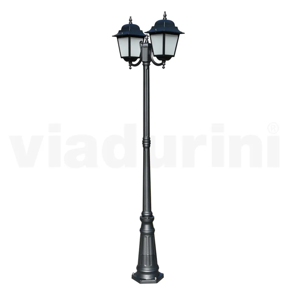 208 cm hoge straatlamp in antraciet glas en aluminium Made in Italy - Scintilla Viadurini