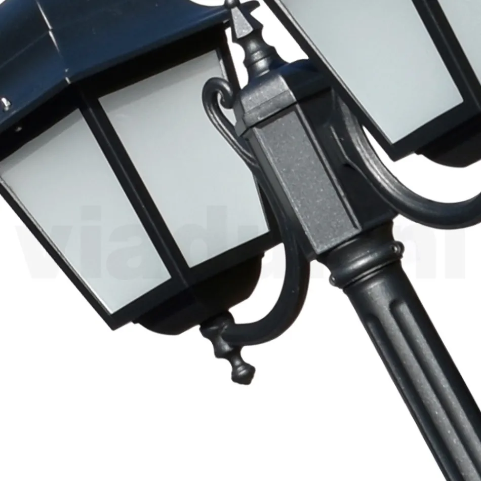 208 cm hoge straatlamp in antraciet glas en aluminium Made in Italy - Scintilla Viadurini
