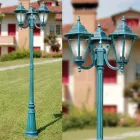 211 cm hoge tuinlamp in glas en 5 aluminium afwerkingen - Pinako Viadurini