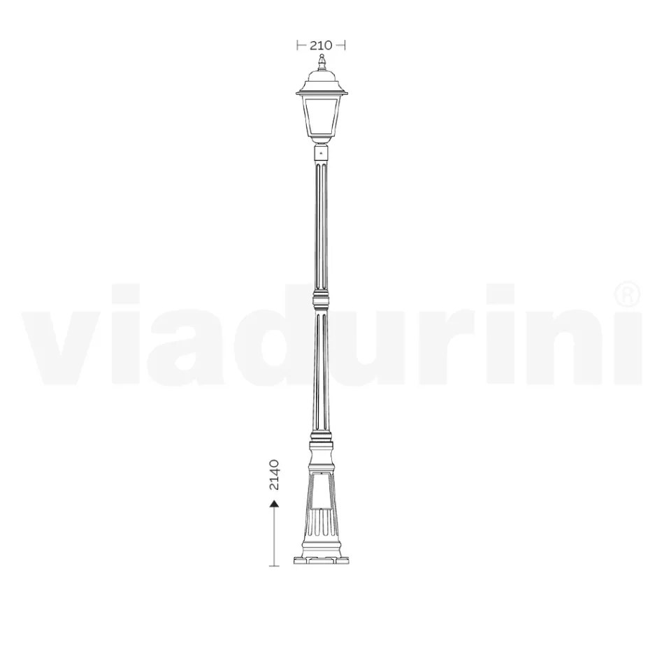 214 cm hoge straatlamp in antraciet glas en aluminium Made in Italy - Scintilla Viadurini