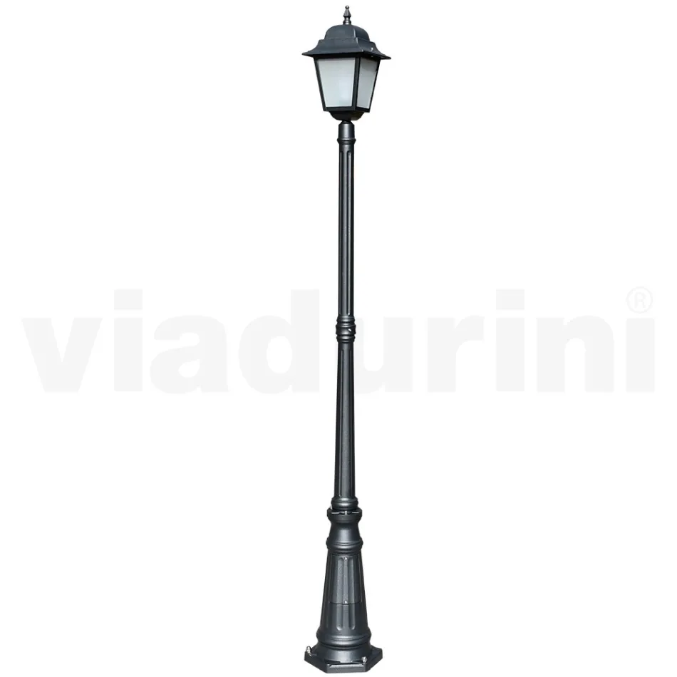 214 cm hoge straatlamp in antraciet glas en aluminium Made in Italy - Scintilla Viadurini