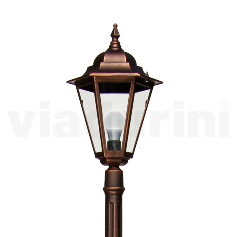 215 cm hoge tuinlamp in glas en 5 aluminium afwerkingen - Pinako Viadurini