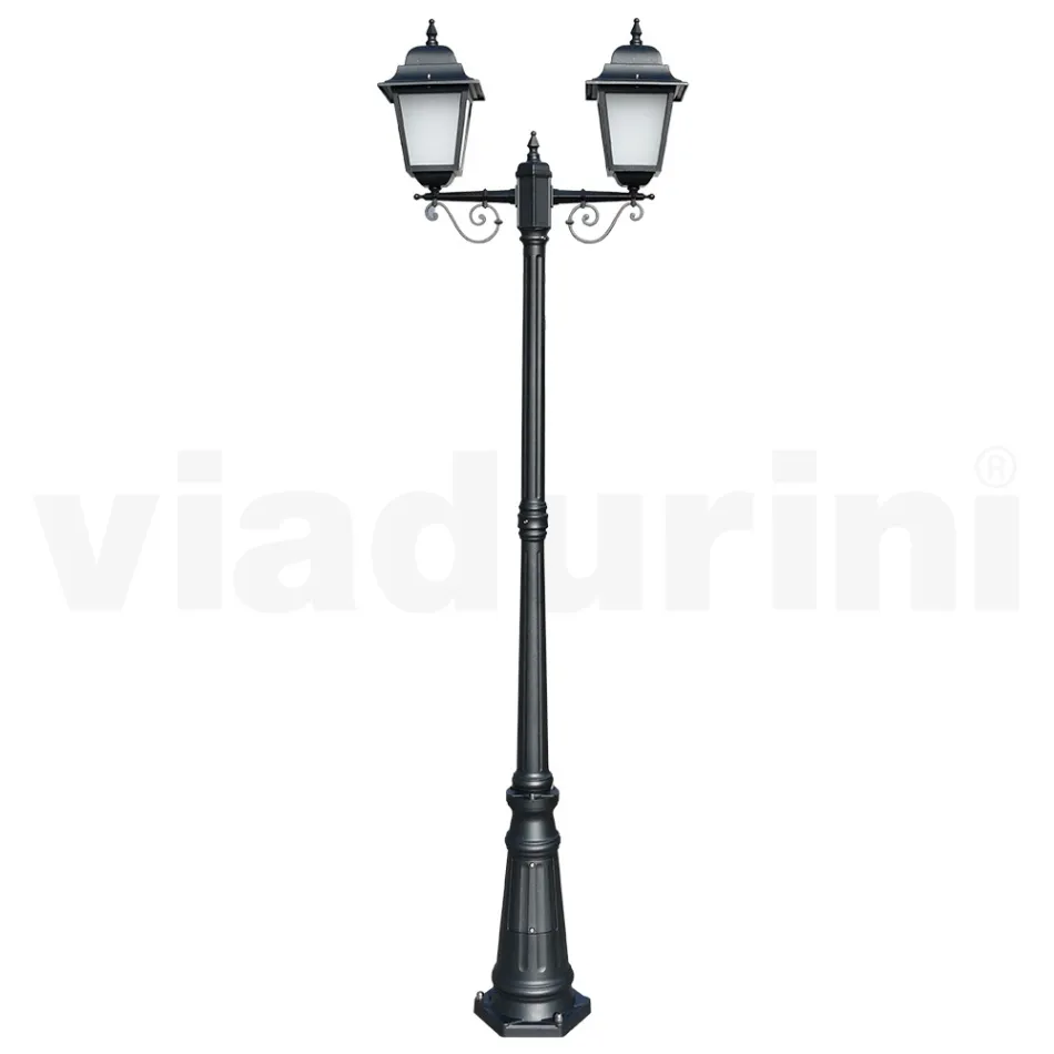 219 cm hoge straatlamp in antraciet glas en aluminium Made in Italy - Scintilla Viadurini