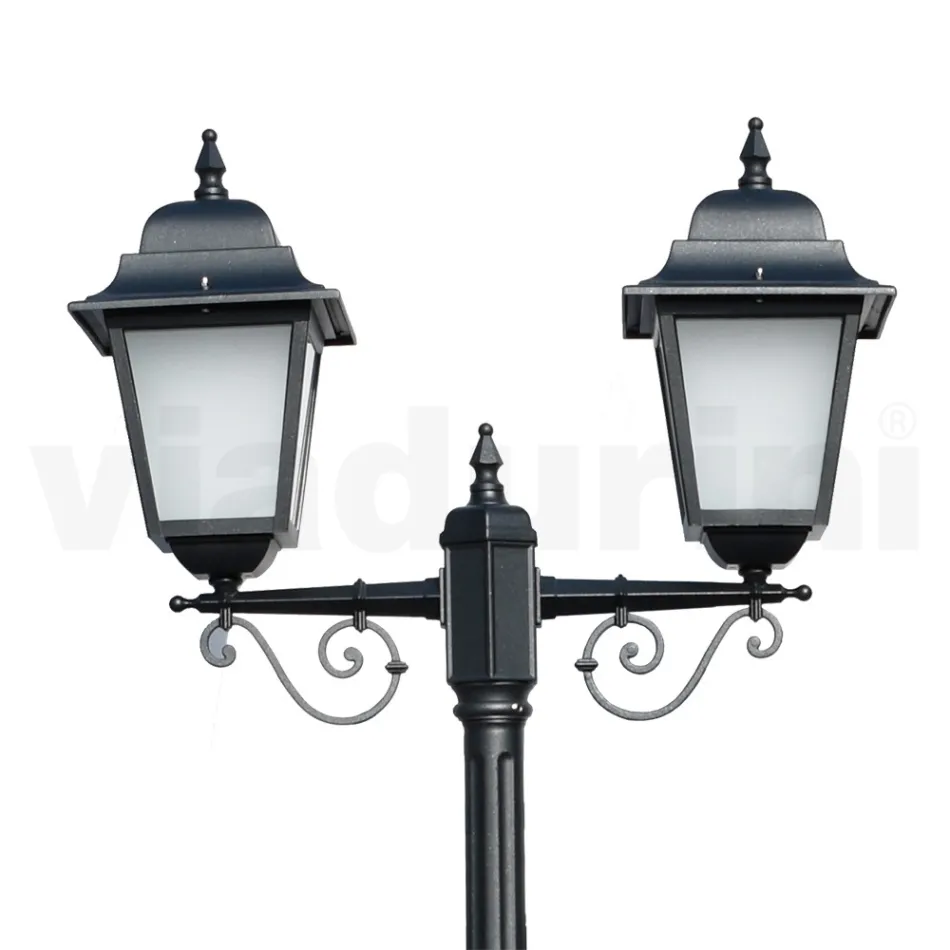219 cm hoge straatlamp in antraciet glas en aluminium Made in Italy - Scintilla Viadurini