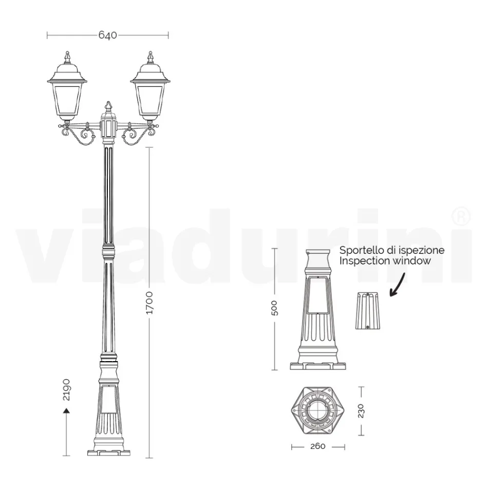 219 cm hoge straatlamp in antraciet glas en aluminium Made in Italy - Scintilla Viadurini