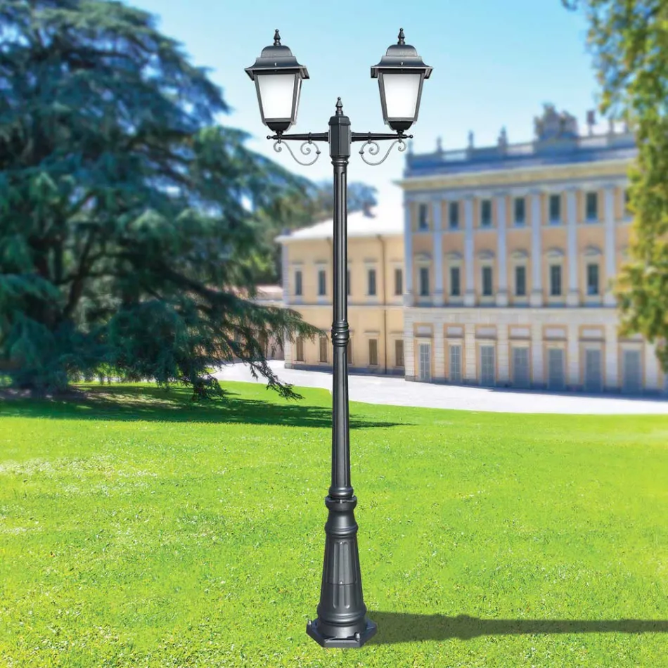219 cm hoge straatlamp in antraciet glas en aluminium Made in Italy - Scintilla Viadurini