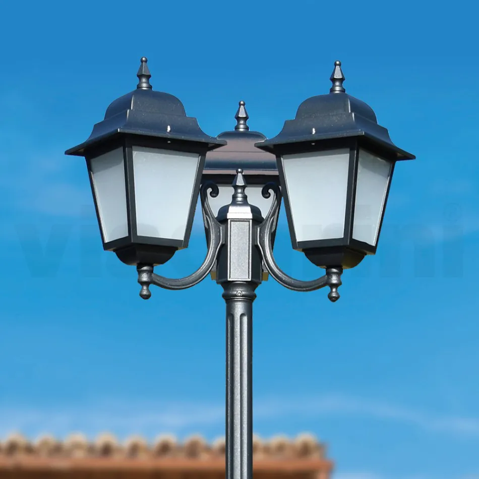 238 cm hoge straatlamp in antraciet glas en aluminium Made in Italy - Scintilla Viadurini