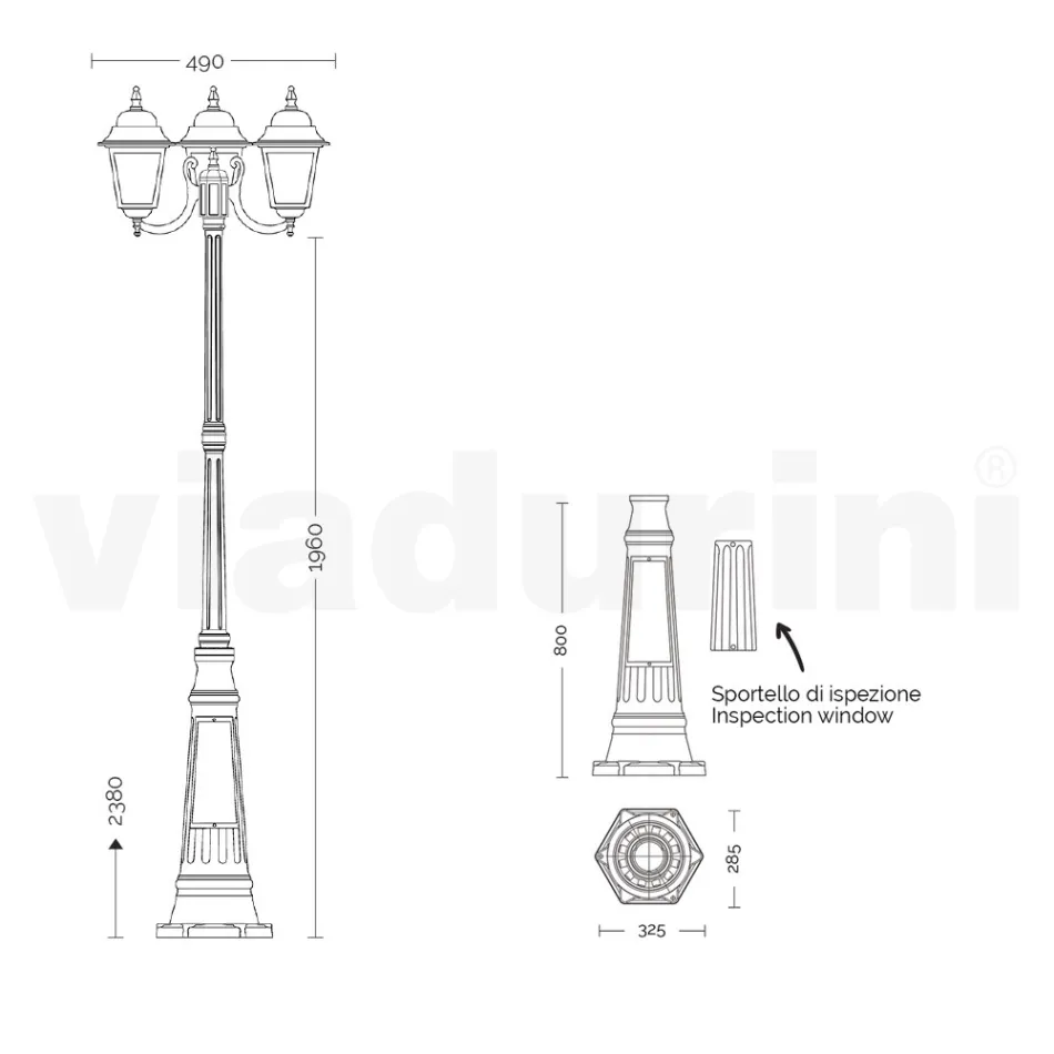 238 cm hoge straatlamp in antraciet glas en aluminium Made in Italy - Scintilla Viadurini