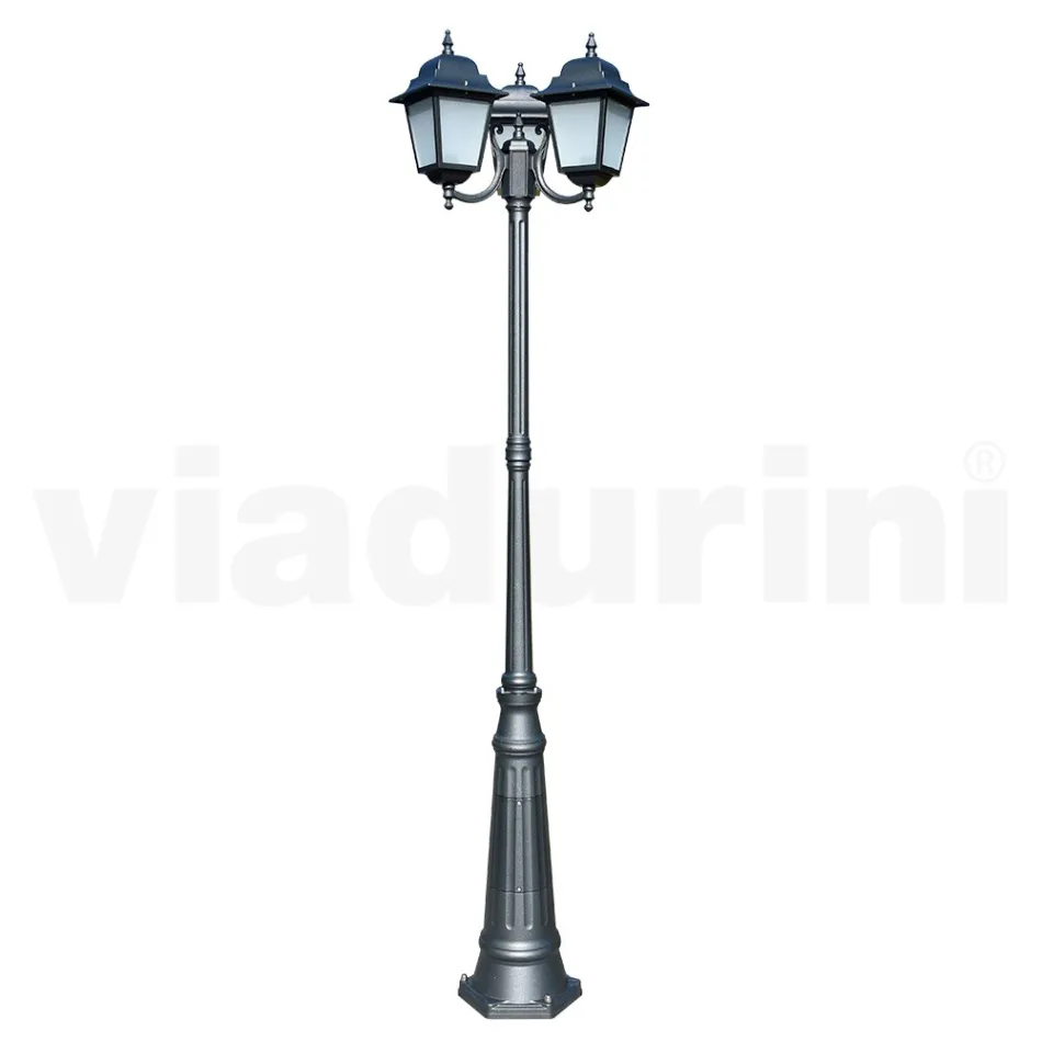 238 cm hoge straatlamp in antraciet glas en aluminium Made in Italy - Scintilla Viadurini