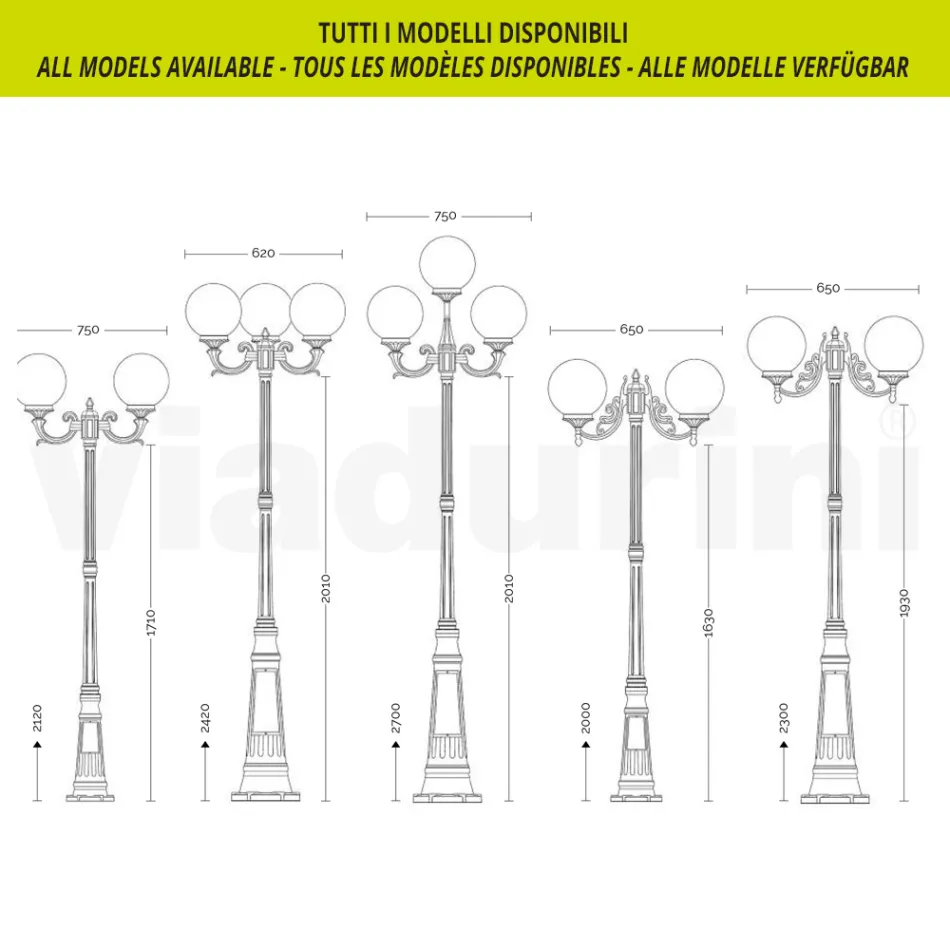 242 cm hoge straatlamp in acryl en antraciet aluminium Made in Italy - Trovaantracite Viadurini