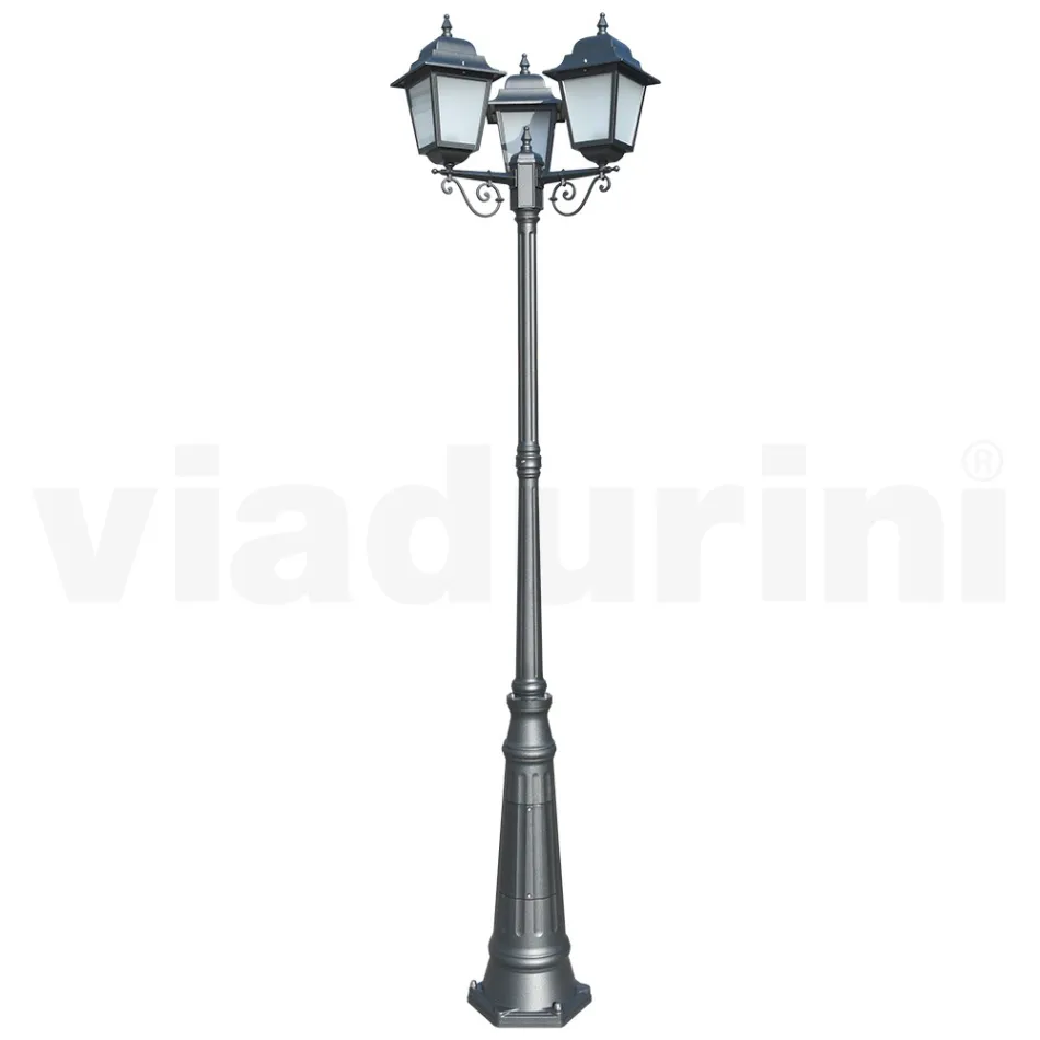 249 cm hoge straatlamp in antraciet glas en aluminium Made in Italy - Scintilla Viadurini