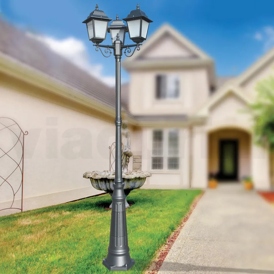 249 cm hoge straatlamp in antraciet glas en aluminium Made in Italy - Scintilla Viadurini