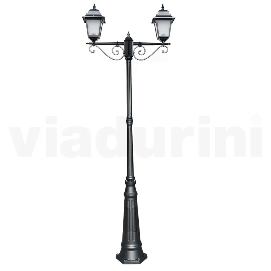 255 cm hoge straatlamp in antraciet glas en aluminium Made in Italy - Scintilla Viadurini