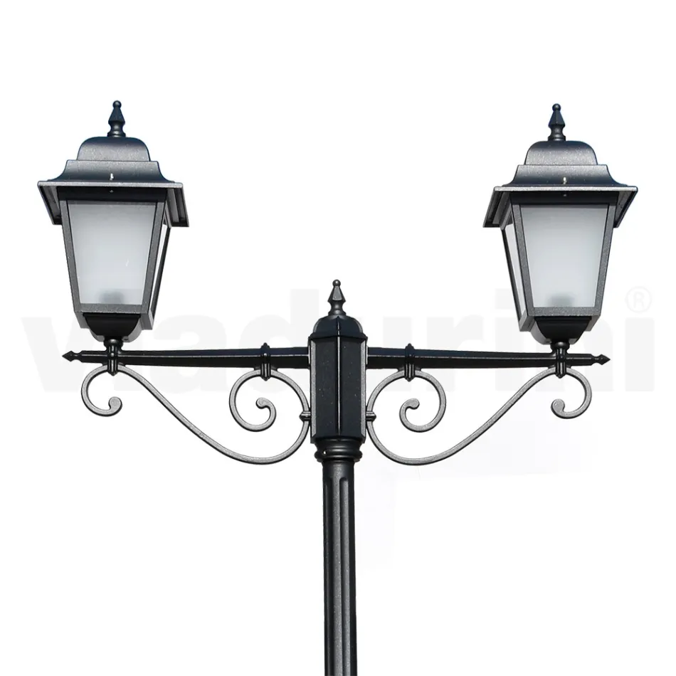 255 cm hoge straatlamp in antraciet glas en aluminium Made in Italy - Scintilla Viadurini
