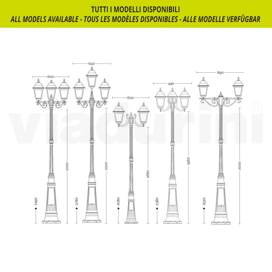 255 cm hoge straatlamp in antraciet glas en aluminium Made in Italy - Scintilla Viadurini