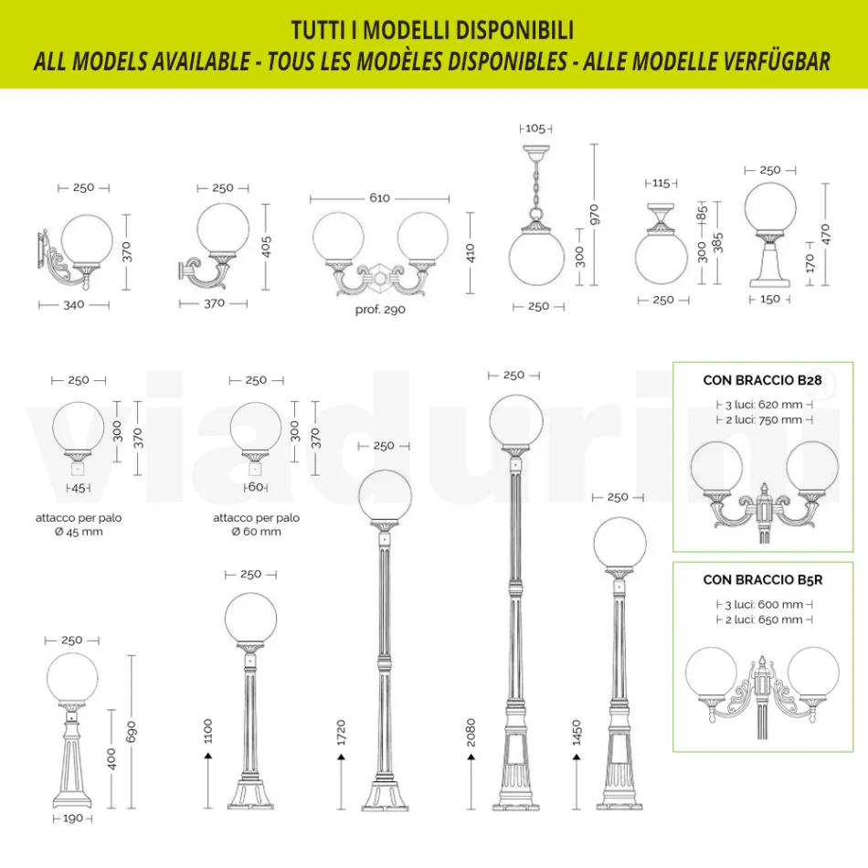 270 cm hoge straatlamp in zwart acryl en aluminium Made in Italy - Trovanero Viadurini